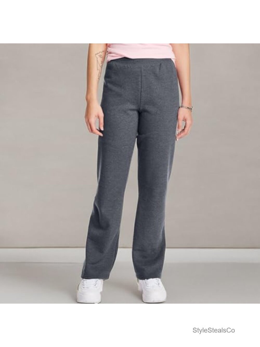 Women's EcoSmart Fleece Joggers Open-Bottom Lounge Pants Cotton Blend - Picture 6 of 6